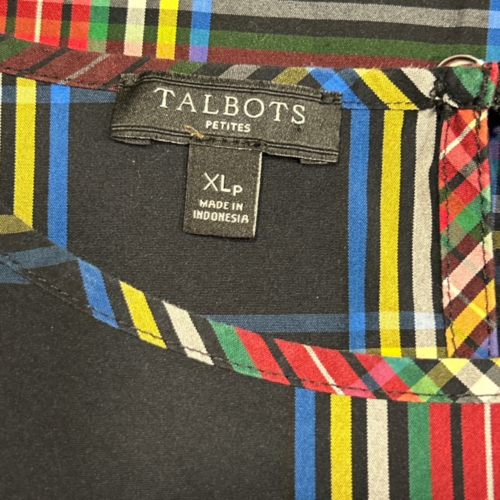 🔥TALBOTS! STEWART PLAID POPLIN RUFFLE POPOVER TOP! STUNNING! FESTIVE! LIKE NEW! - Picture 11 of 16